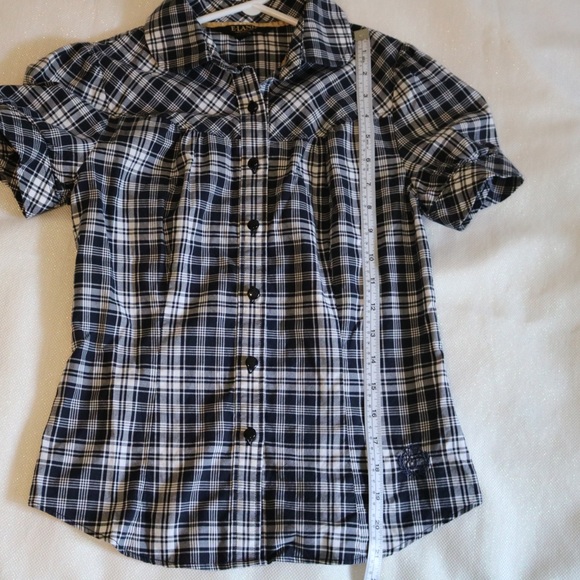 Short sleeve black and white flannel shirt - Picture 4 of 7